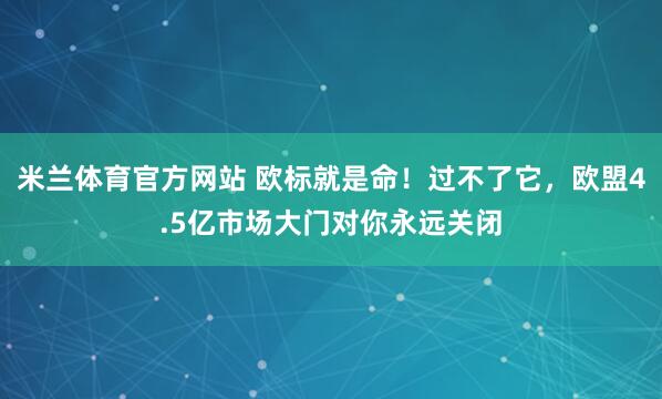 米兰体育官方网站 欧标就是命！过不了它，欧盟4.5亿市场大门对你永远关闭