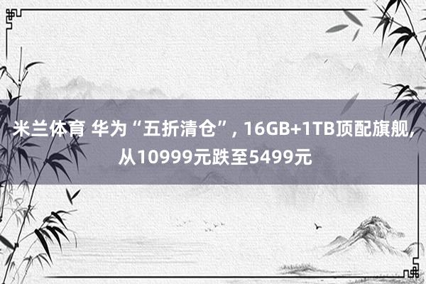 米兰体育 华为“五折清仓”, 16GB+1TB顶配旗舰, 从10999元跌至5499元