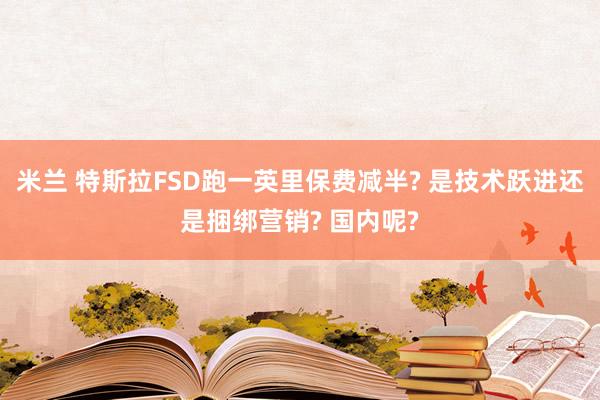 米兰 特斯拉FSD跑一英里保费减半? 是技术跃进还是捆绑营销? 国内呢?
