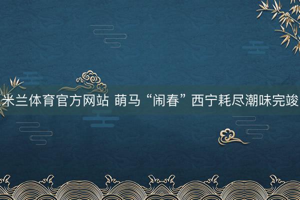 米兰体育官方网站 萌马 “闹春” 西宁耗尽潮味完竣